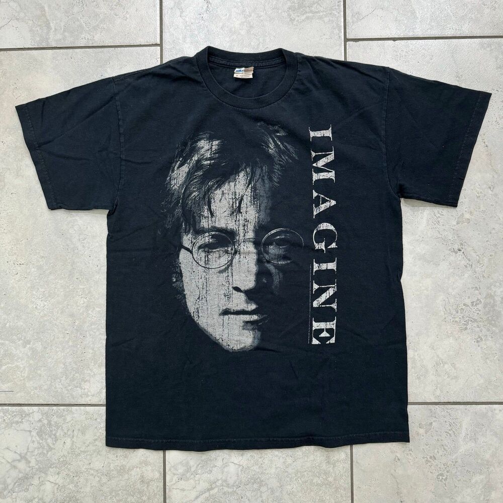 2007 John Lennon Imagine The Beatles T-Shirt Size M Black Y2K
